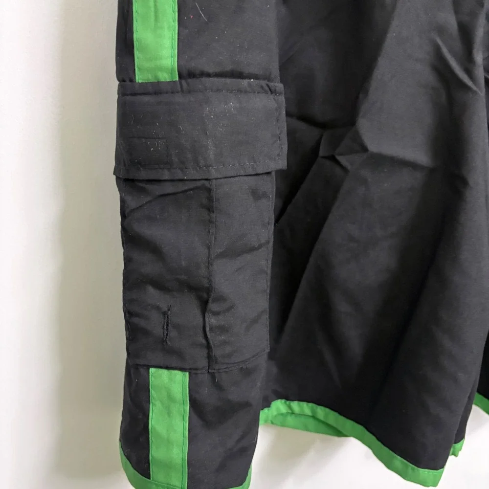 American Legend Outfitters Mens Large Black Green Cargo Swim Trunks Board Shorts